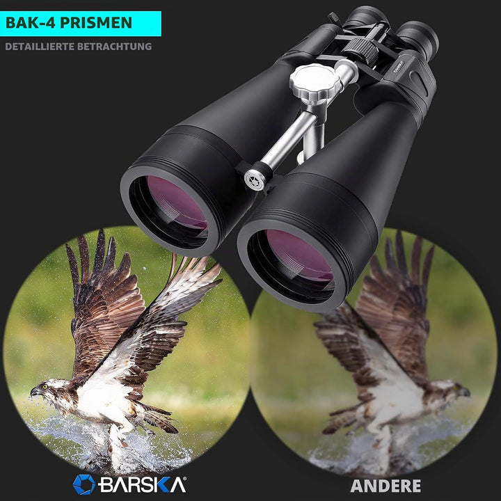 BARSKA Gladiator 25-125x80 Zoom-Fernglas (grünes Objektiv, verstrebter Stativadapter), Schwarz AB105