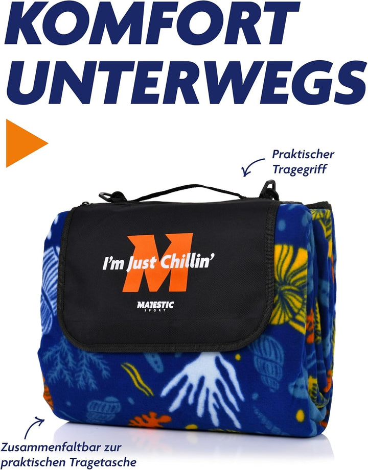 Picknickdecke 200x200 cm Wasserdicht & Sandfrei — Isolierte XXL Stranddecke für 4-6 Personen mit Tra