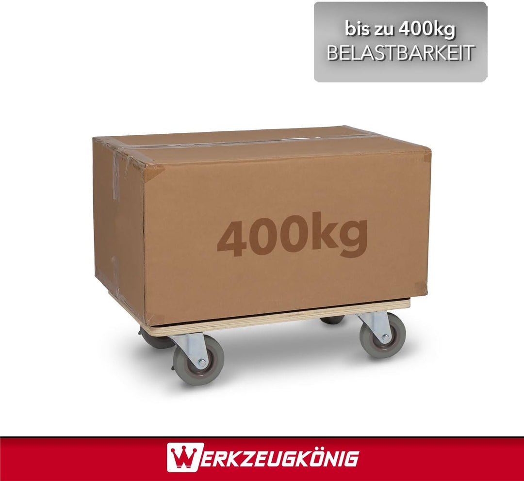 Transportroller 400 kg - Rollbrett 55 x 34,5 cm - Multiplexplatte Siebdruckbeschichtung - Vollgummir