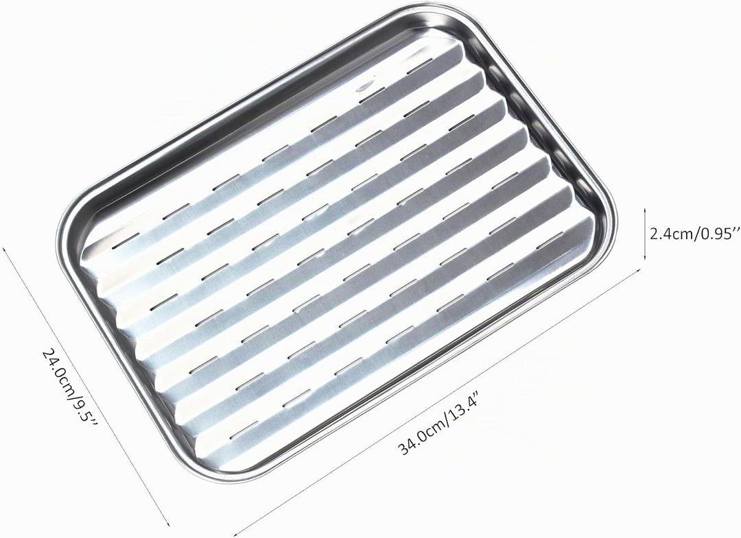 Cook Pan 34X24cm Grillpfanne aus Edelstahl, Grillplatte für Küche und Barbecue mit hitzebeständigem