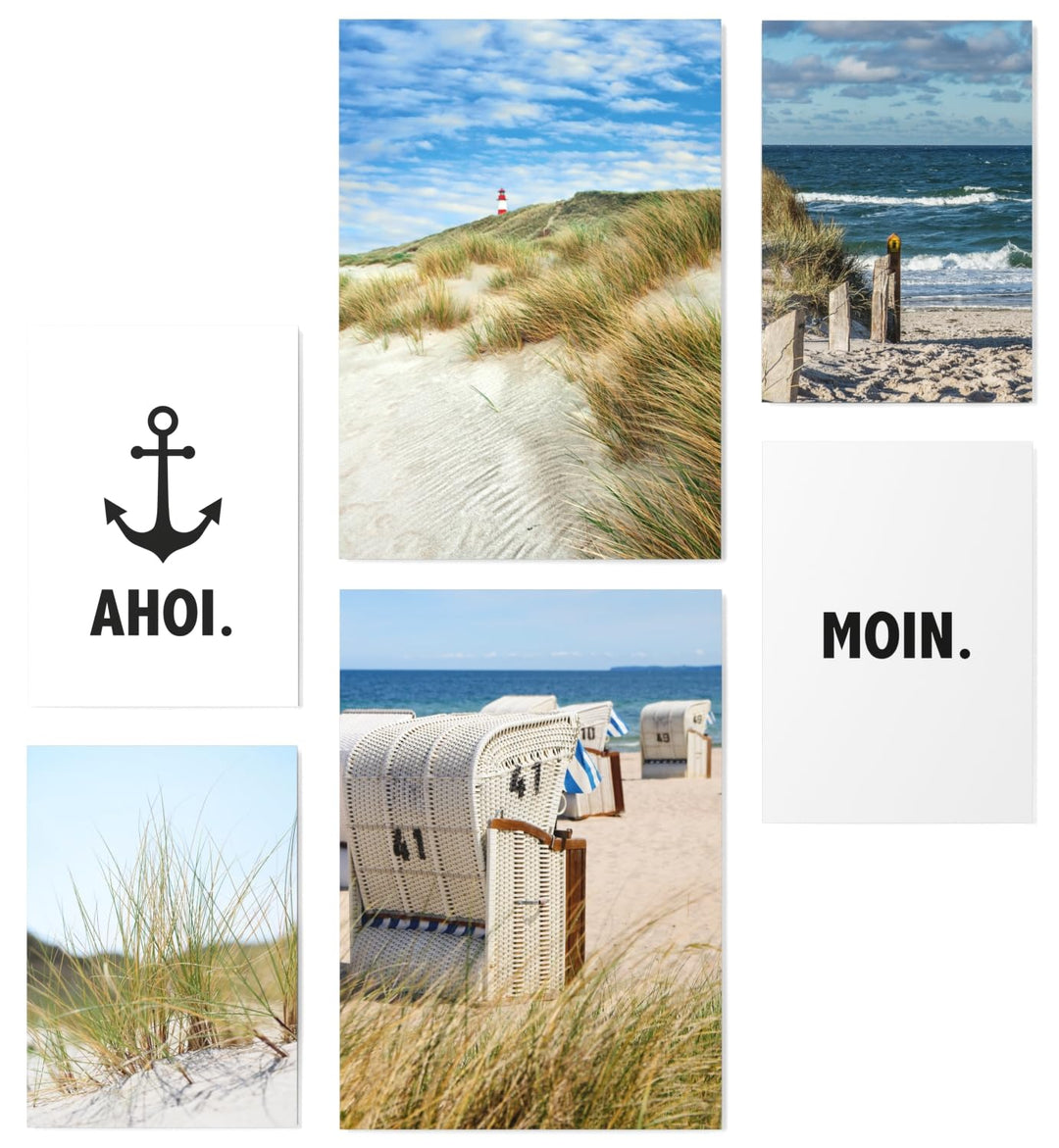 Papierschmiede® Mood Poster Set Moin, Bilder Wohnzimmer Deko Schlafzimmer, 2x DIN A3 und 4x DIN A4,