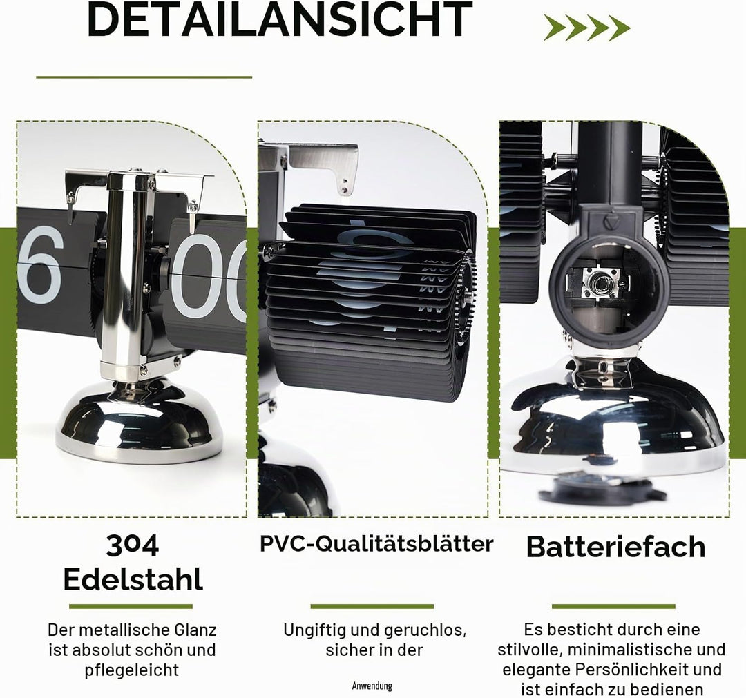 Tischuhr Vintage Retro Flip Uhr, Retro-Flip-Down-Uhr Mit GrossEn Ziffern, Tischuhr Digital Mit Batte