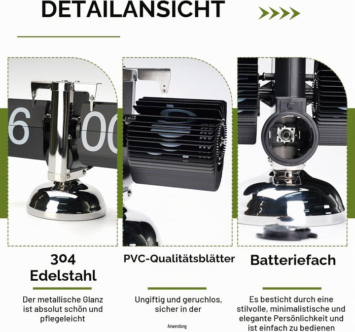 Tischuhr Vintage Retro Flip Uhr, Retro-Flip-Down-Uhr Mit GrossEn Ziffern, Tischuhr Digital Mit Batte
