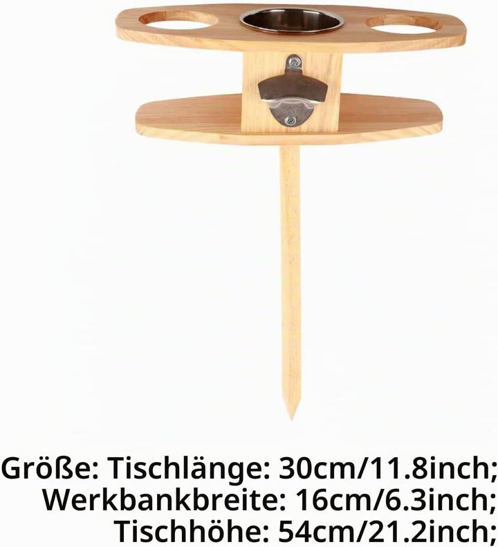 Outdoor Weintisch, tragbarer Wein Picknicktisch Weinhalter aus Holz für Camping Wandern Grillen