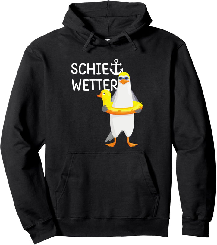 Lustiges Möwe Schietwetter Nordseeurlaub Anker Nordsee Küste Pullover Hoodie