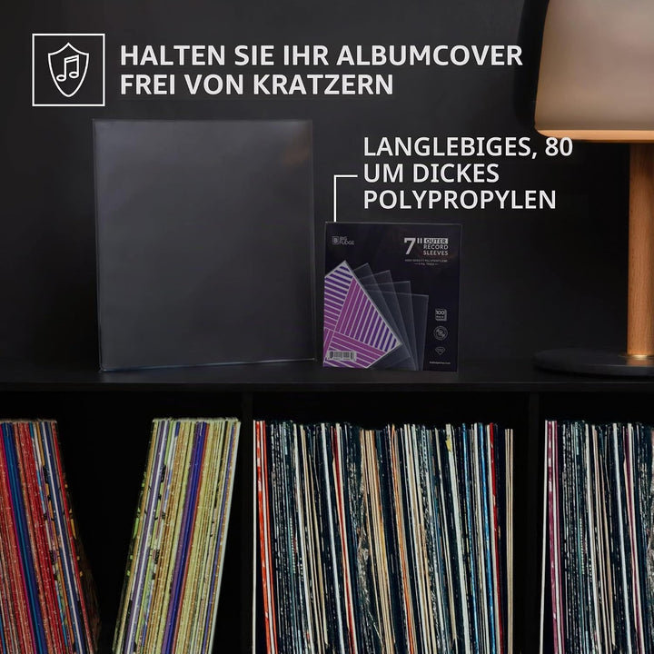 BIG FUDGE Schallplatten Aussenhüllen - 7" x 100 STK. - LP Hüllen transparent aus 3mil starken Polypr