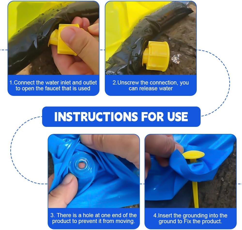 Wasserrutsche Garten Für Kinder, 480x140 cm Doppelrutsche Mit Eingebautem Sprinkler, Double Water Sl