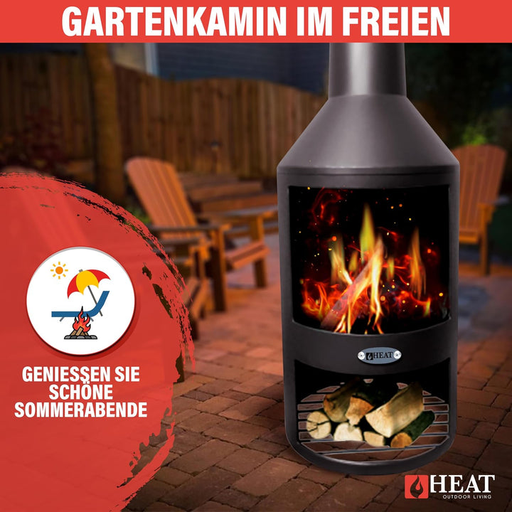 Larvik - Terrassenofen - Feuertonne & Feuerstelle für entspannte Abende - Feuersäule Outdoor - Terra