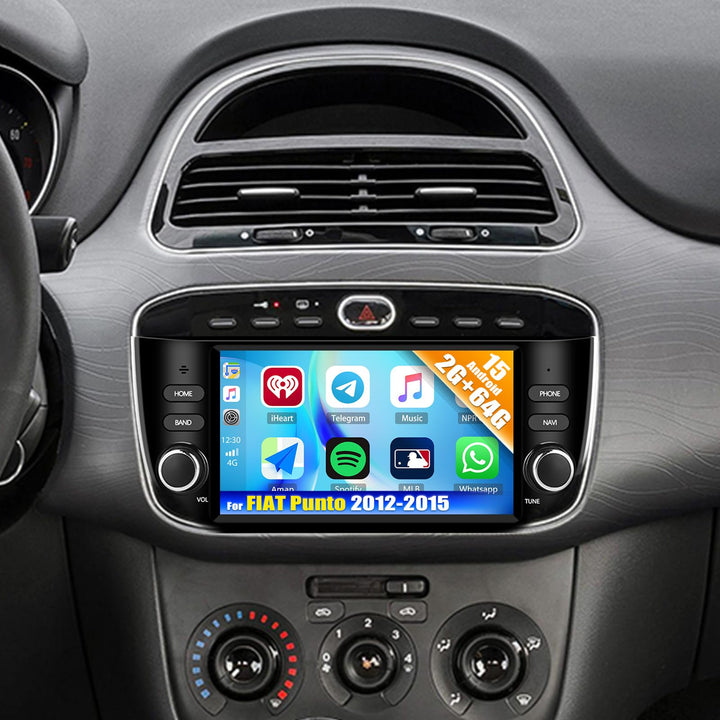 2G+64G CAMECHO Android 15 Autoradio mit Navi für FIAT Punto 2012-2015, Carplay Wireless Android Auto