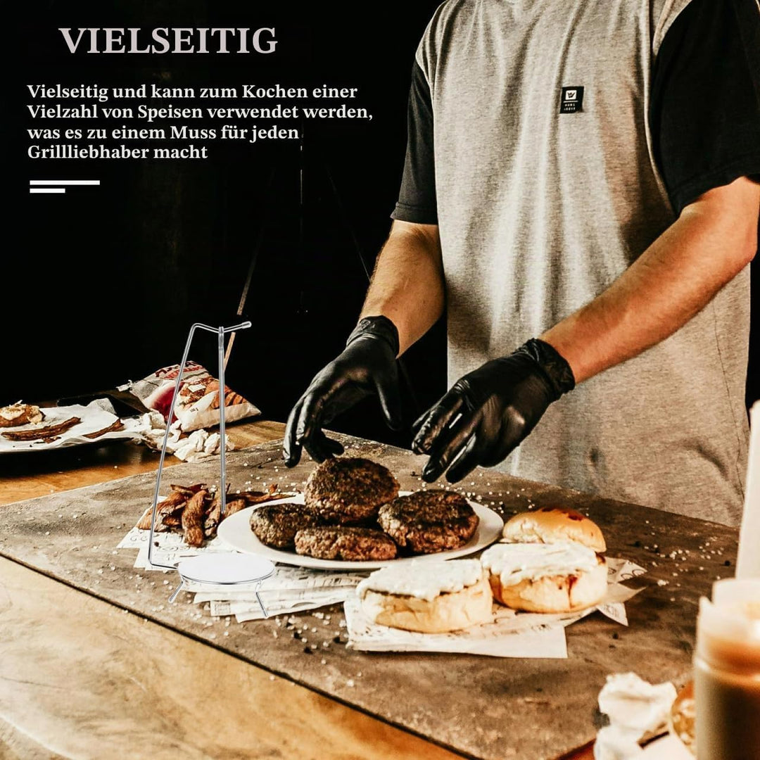 BESTYASH Edelstahl Grillspiess Halter 36X13X13Cm Mit Kebab Aufhängung Für Fleischspiesse Grillzubehö