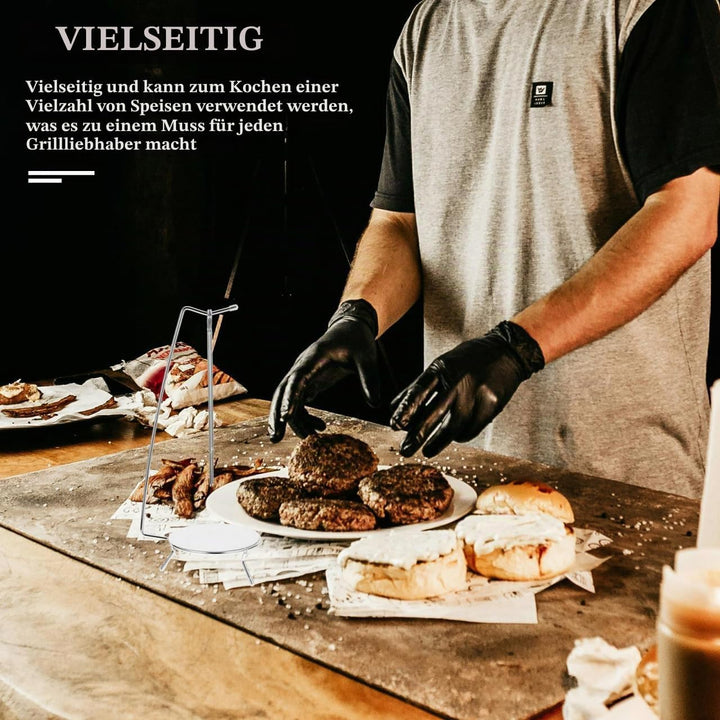 BESTYASH Edelstahl Grillspiess Halter 36X13X13Cm Mit Kebab Aufhängung Für Fleischspiesse Grillzubehö