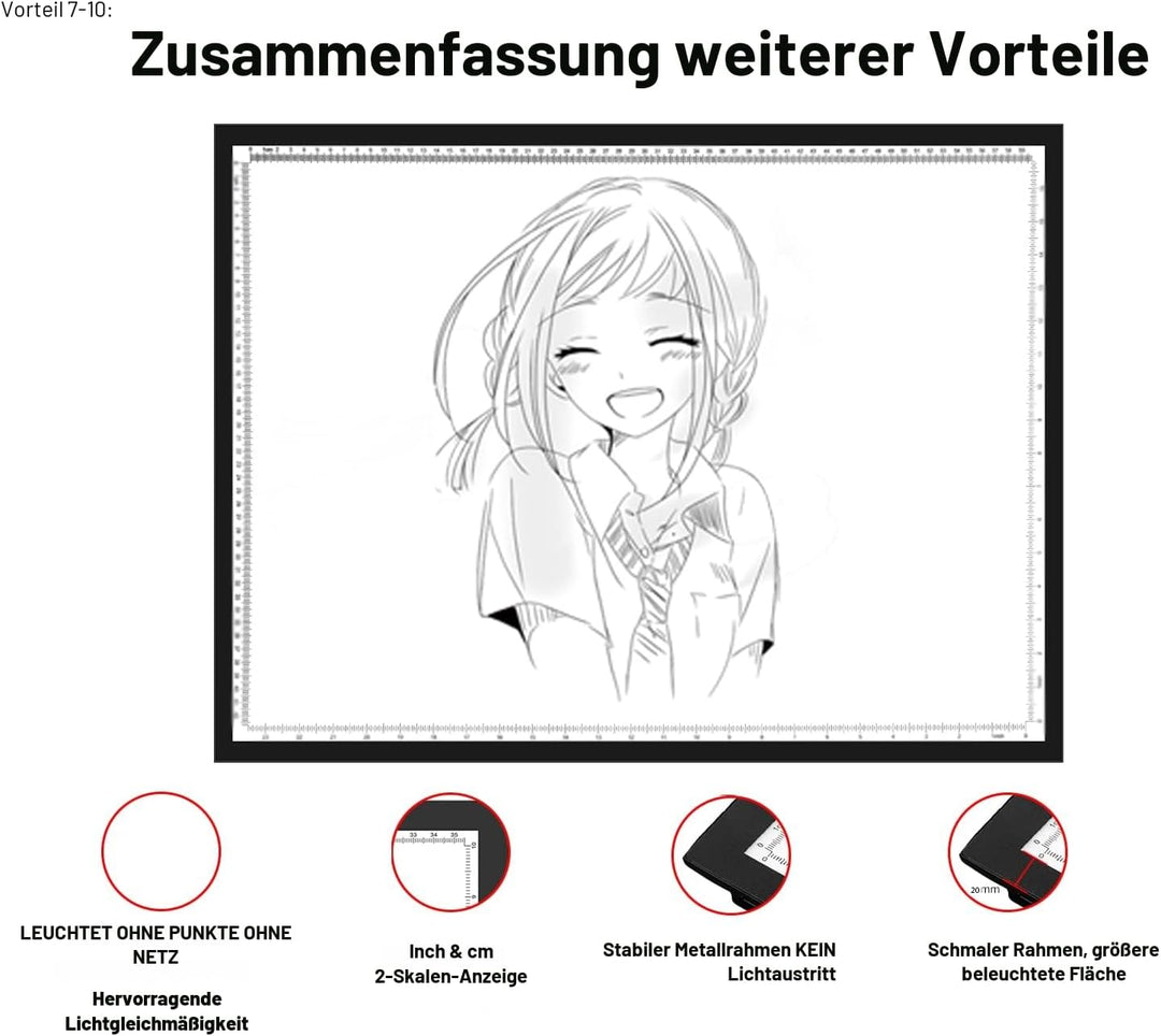 WELZK 10000+ LUX High Bright leuchttisch a2, 3 Colors Light Pad. 10 Levels Dimming Diamond Painting
