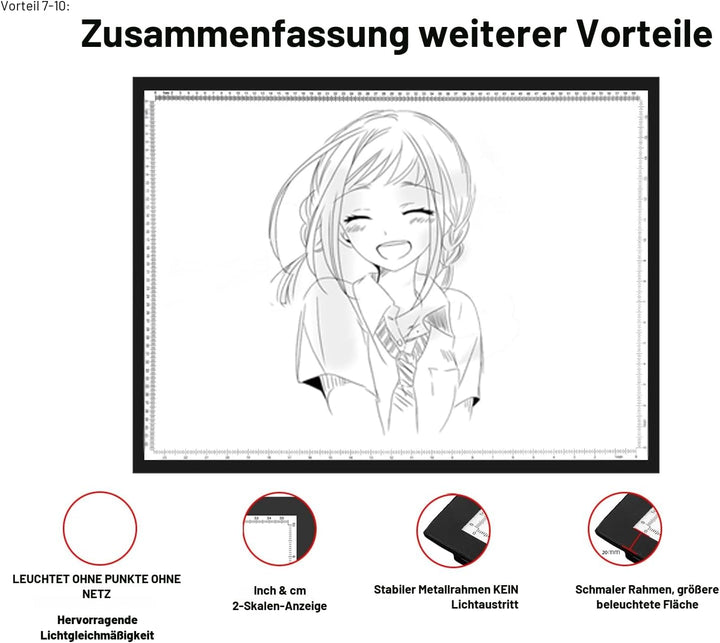 WELZK 10000+ LUX High Bright leuchttisch a2, 3 Colors Light Pad. 10 Levels Dimming Diamond Painting