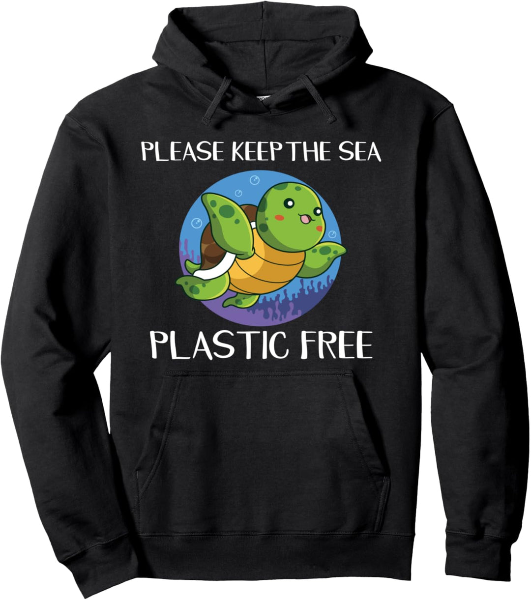 Cute Sea Turtles Keep Our Sea Plastic Free Turtles Pullover Hoodie