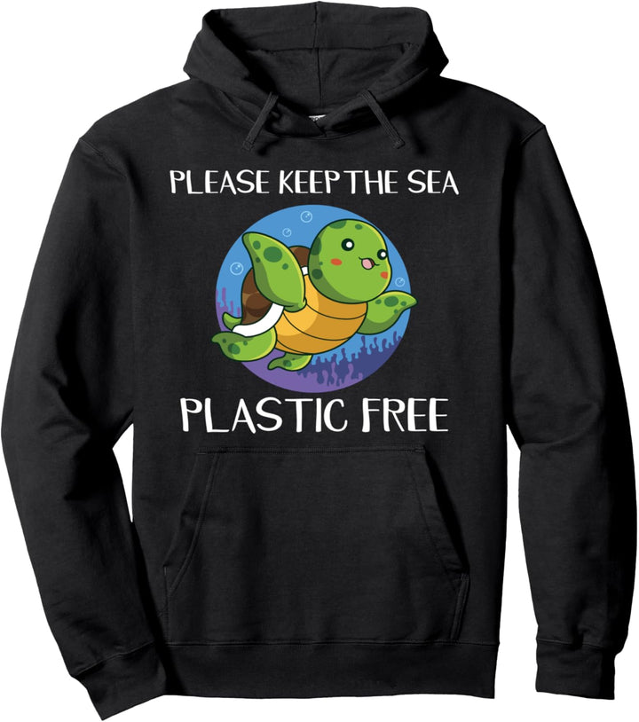 Cute Sea Turtles Keep Our Sea Plastic Free Turtles Pullover Hoodie