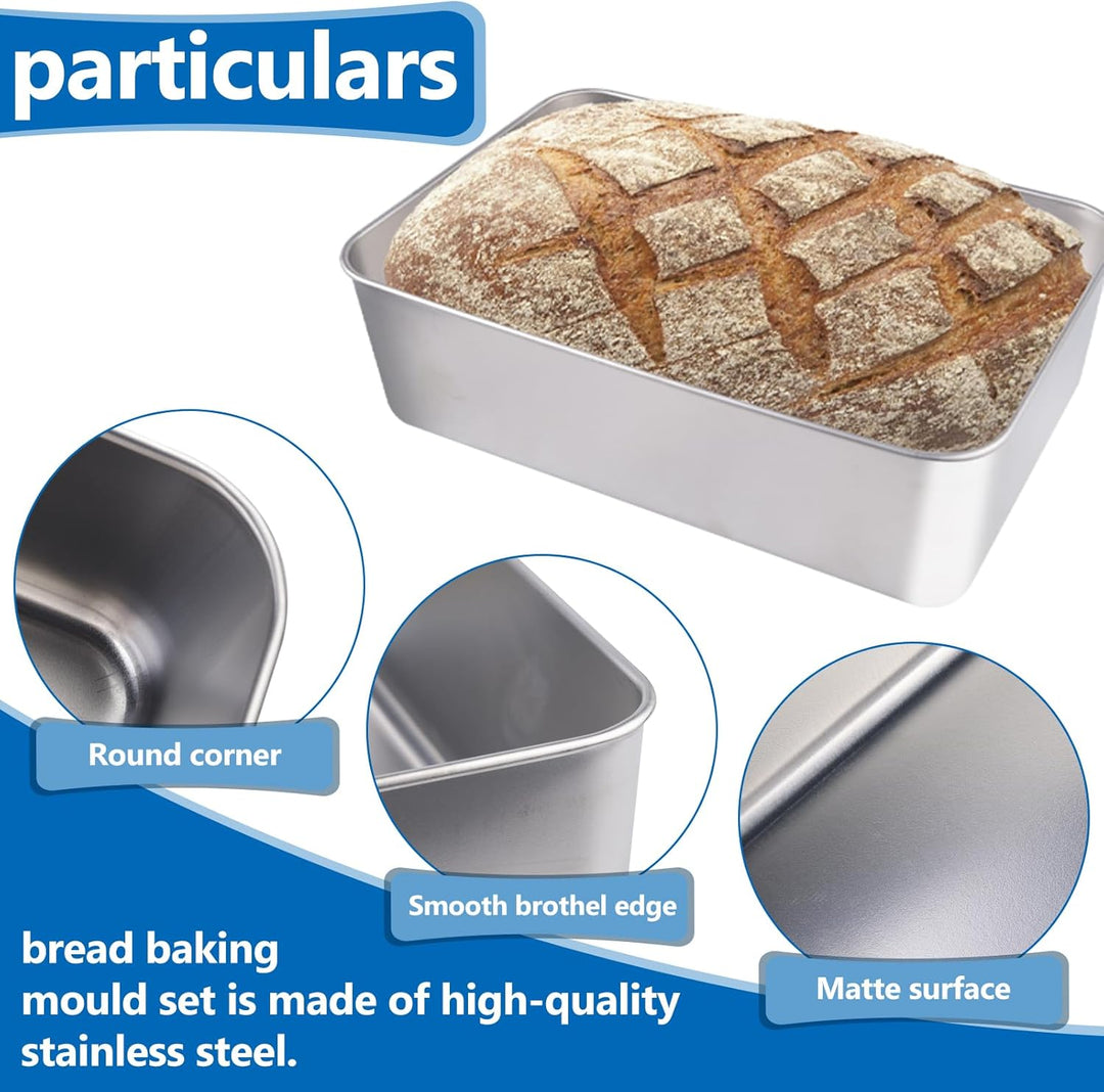 Kastenform 5er-Set, Edelstahl Brotbackform, Rechteckig Toastbrot Backform Kastenbackform für Saftige