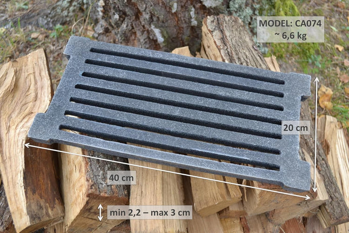 SEZAM 40 x 20 cm Gussrost Ofenrost Ascherost Gussrost verschiedene Durchmesser, Kaminrost passend Ka