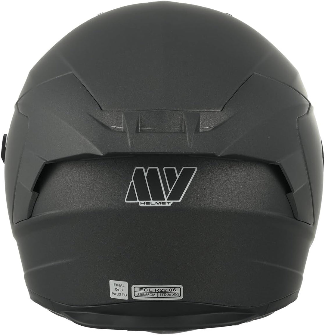 MY Motorrad Integralhelm Vollvisierhelm Mopedhelm mit Sonnenblende für Damen Herren,ECE 22.06 Genehm