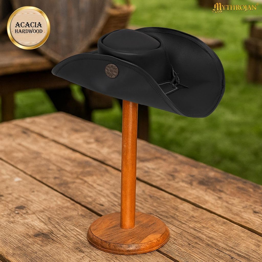Mythrojan Mittelalterlicher Helmständer aus Holz 45,7 cm natur, 45,7 cm natur