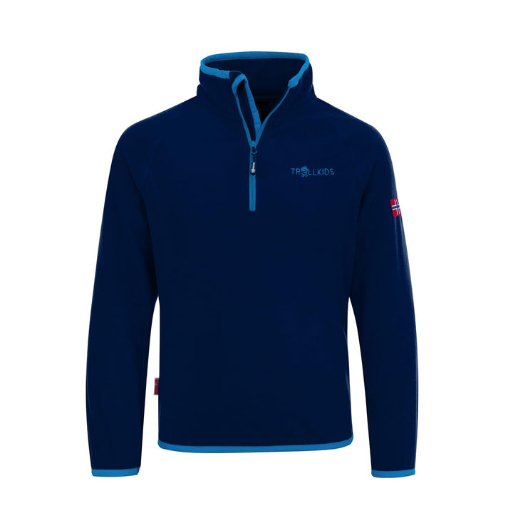 Trollkids Kinder Fleece-Pullover Nordland mit Reissverschluss 92 Marineblau / Hellblau, 92 Marinebla