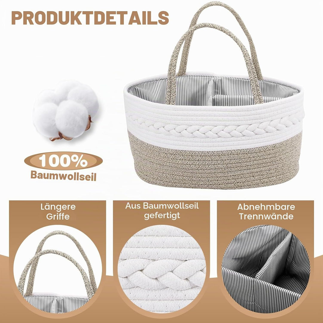 Zorplex Baby Windel Caddy Organizer, Wickeltisch Aufbewahrungskorb mit grossen Fächern und Griffen,