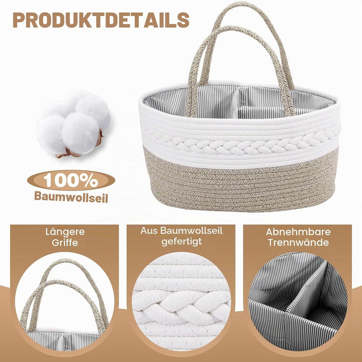 Zorplex Baby Windel Caddy Organizer, Wickeltisch Aufbewahrungskorb mit grossen Fächern und Griffen,
