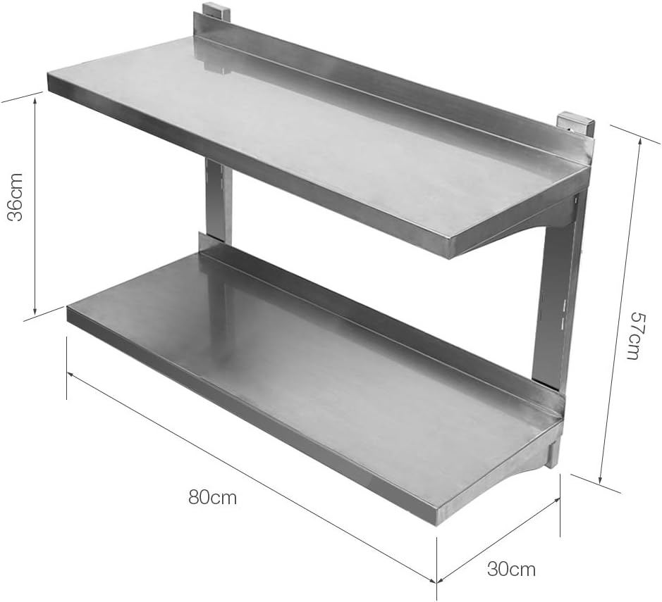 Flyelf Edelstahl Wandregal für Küche Esszimmer Küche Regal Edelstahl Regal 2 Schichten höhenverstell