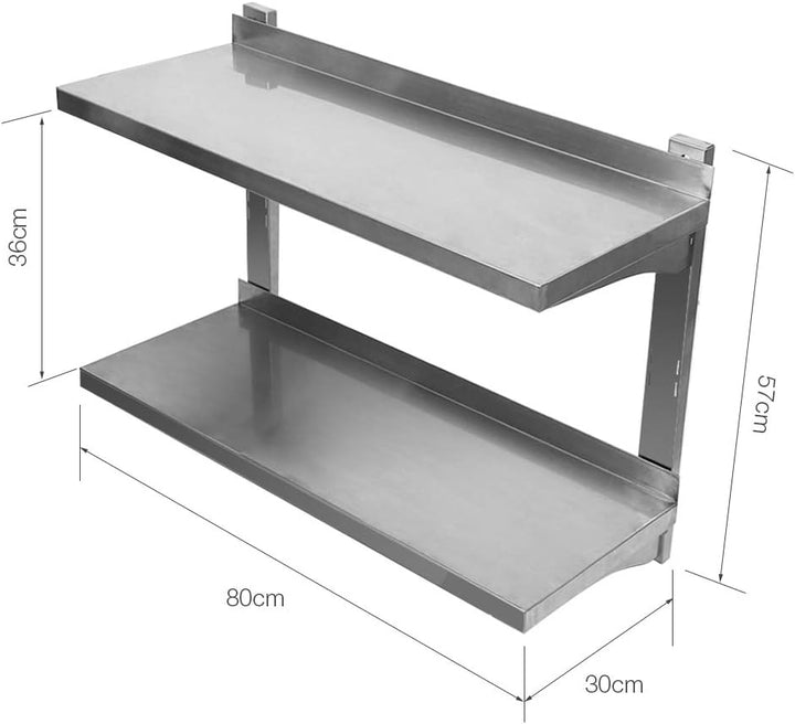 Flyelf Edelstahl Wandregal für Küche Esszimmer Küche Regal Edelstahl Regal 2 Schichten höhenverstell