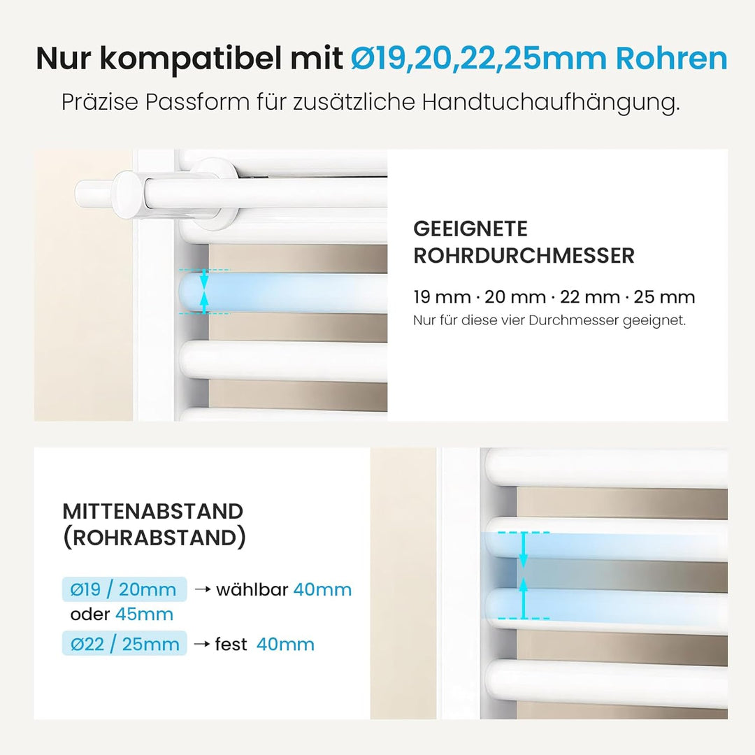 Heilmetz Handtuchhalter ohne Bohren, für Heizkörper Badheizkörper Elektrisch, Handtuchstange Baustah