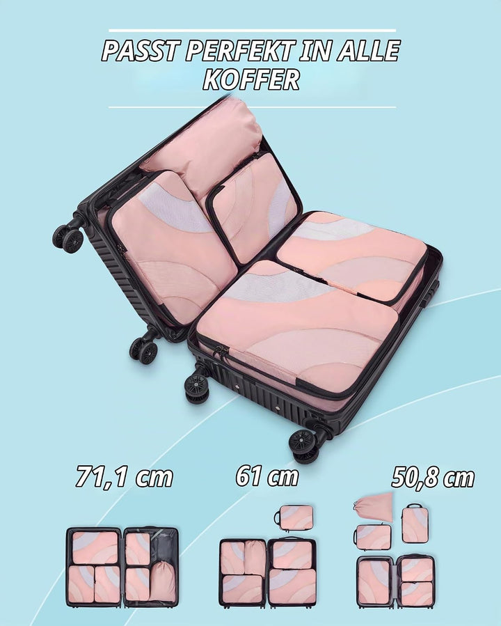 BAGSMART Packing Cubes Compression 6 Stück, Packwürfel Kompression Koffer Organizer Set, Travel Esse