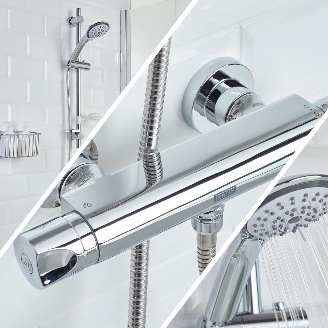 Bristan AR2 SHXMTFF C Thermostat-Duscharmatur mit Multifunktionsbausatz und Schnelleinbauanschlüssen