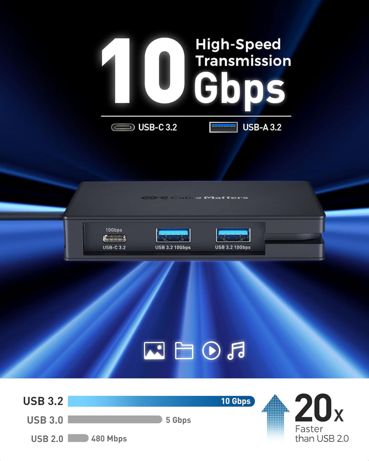 Cable Matters Portable 40Gbps Dual HDMI USB4 Hub, USB 4 Dock mit 2x4K@60Hz oder 1x4K@120Hz / 8K@30Hz