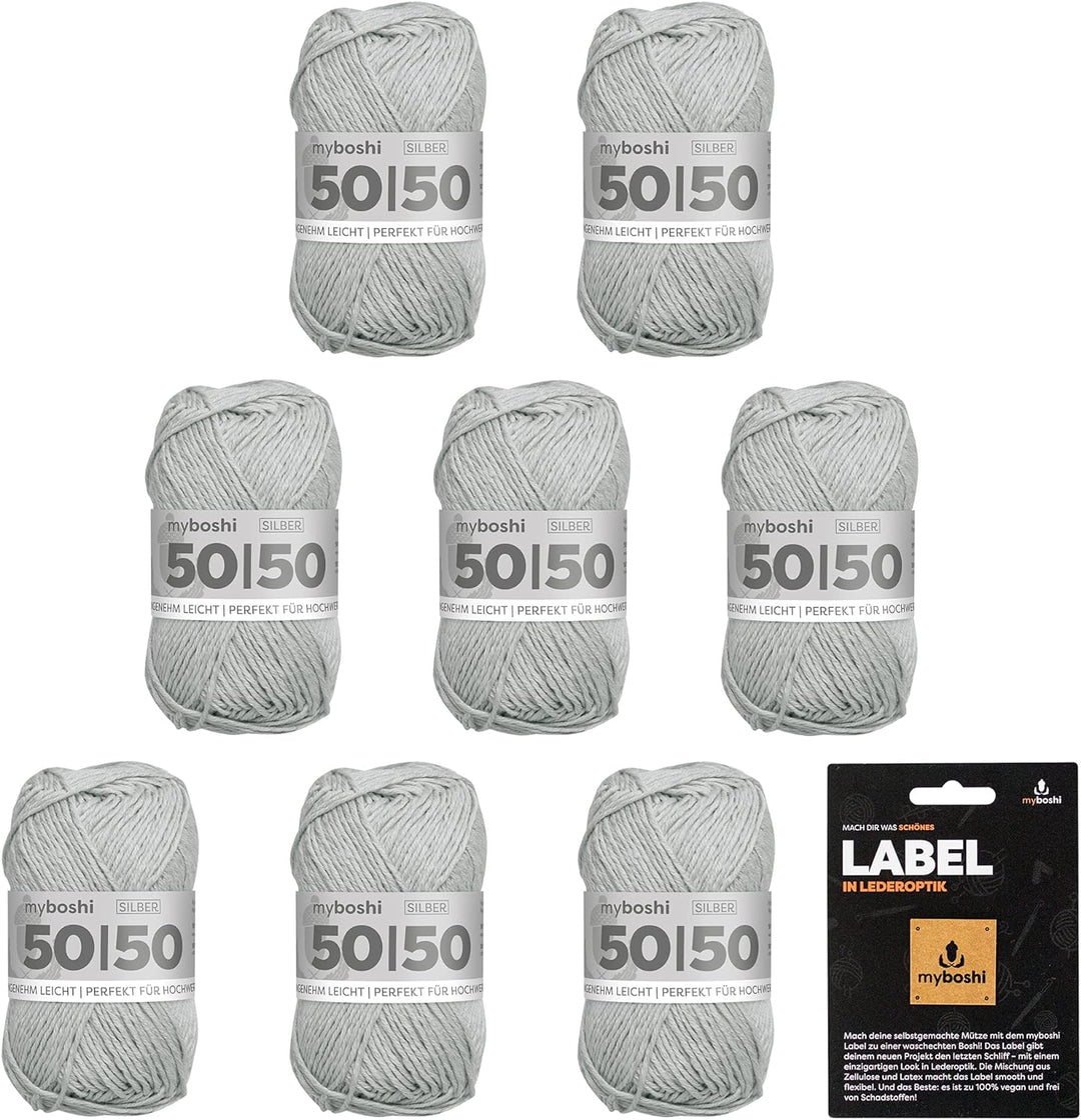 myboshi 50/50-Ganzjahres-Wolle, inkl. original myboshi Label in Lederoptik, für Oberbekleidung geeig