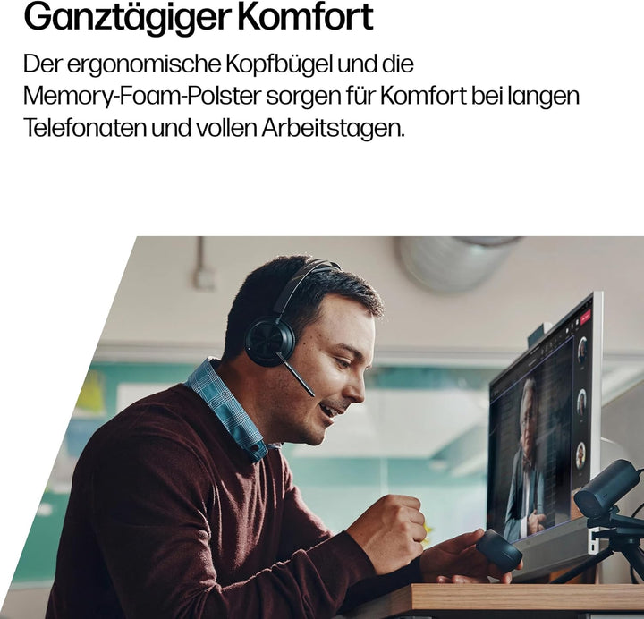 Poly Voyager Focus 2 USB-C Headset mit Ladestation und USB-C/A Adapter – Bluetooth, ANC, Acoustic Fe