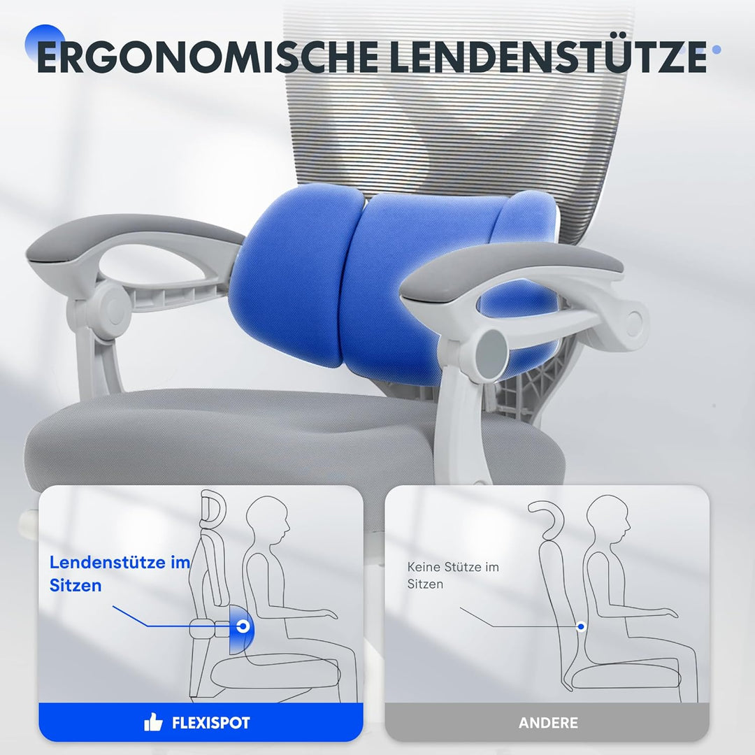 FLEXISPOT Ergonomischer Bürostuhl mit Fussstütze, X-förmiger Schreibtischstuhl mit 135°-Neigung, Gek