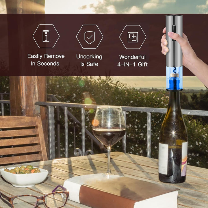 VIDYSUFYR Elektrischer Weinflaschenöffner-Set, mit Folienschneider, Weinausgiesser, Vakuumverschluss