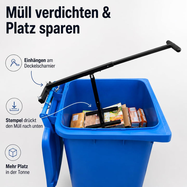 Müllpresse für Zuhause 60–240L | Höhenverstellbare Mülltonnenpresse & Abfallpresse für Restmüll, Pap