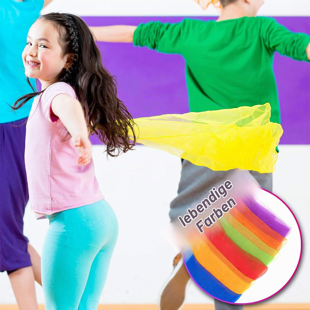 THE TWIDDLERS 32 Tanztücher Gymnastiktücher Jongliertücher Seidentücher für Kinder, Kindergarten &amp; K