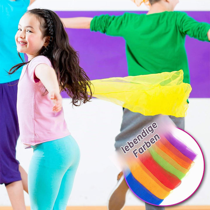 THE TWIDDLERS 32 Tanztücher Gymnastiktücher Jongliertücher Seidentücher für Kinder, Kindergarten &amp; K