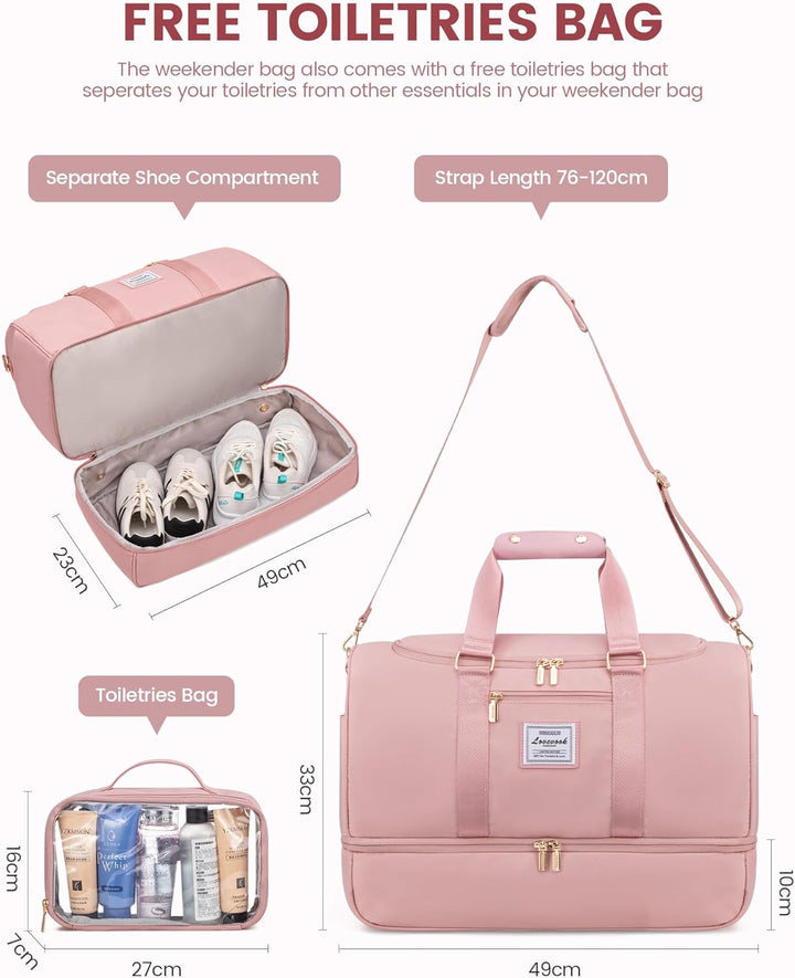 LOVEVOOK Reisetasche Sporttasche Damen, Kliniktasche Geburt Weekender Damen mit Kulturtasche, Schuhf