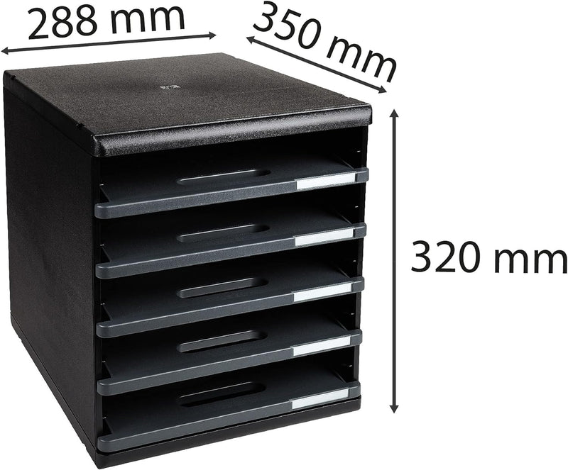 Exacompta 303714D Modulo Ablagebox (für Dokumente in Format DIN A4, 35 x 28,8 x 32 cm, mit 5 Laden,