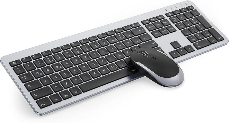 Tastatur Maus Set Kabellos, seenda Ultra-Dünne Wiederaufladbare Funk Tastatur Maus Set, Ergonomische