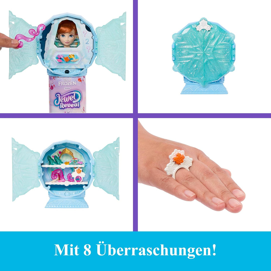 Mattel Disney Die Eiskönigin Anna-Modepuppe und Zubehörteile mit 8 Überraschungen, darunter schneefl