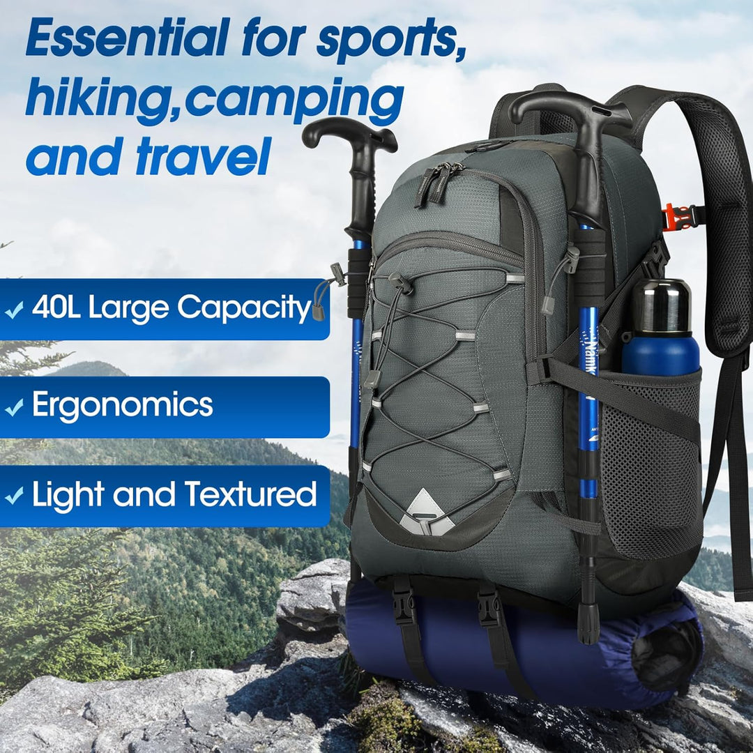 IGOLUMON Wanderrucksack Herren Damen 40L Wasserdichter Rucksack Leicht Faltbarer Reiserucksack Trekk