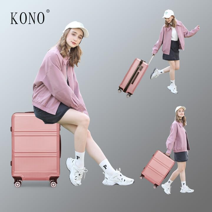 KONO Kofferset 3 Teilig Hartschalenkoffer von ABS Trolley Handgepäck Koffer Gepäck-Sets M-L-XL Reise