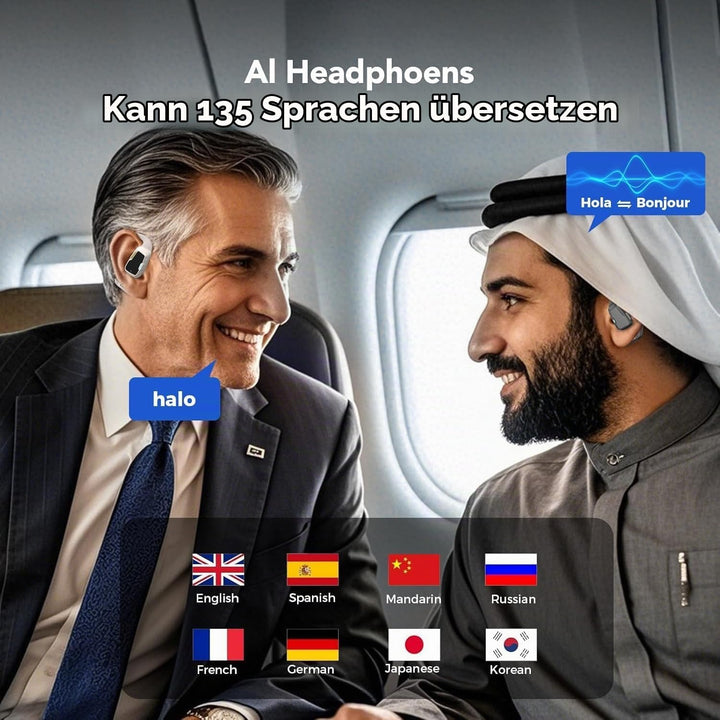 KI Übersetzer Kopfhörer, 3-in-1 Echtzeit Sprachübersetzer Kopfhörer 135 Sprachen Echtzeit-Übersetzun