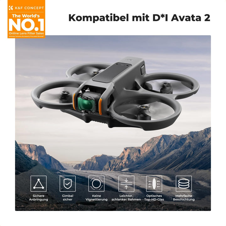 K&F Concept Avata 2 ND Filter Set, PL ND8 ND16 Filter 3 Stück kompatibel mit DJI Avata 2 PL+ND8+ND16