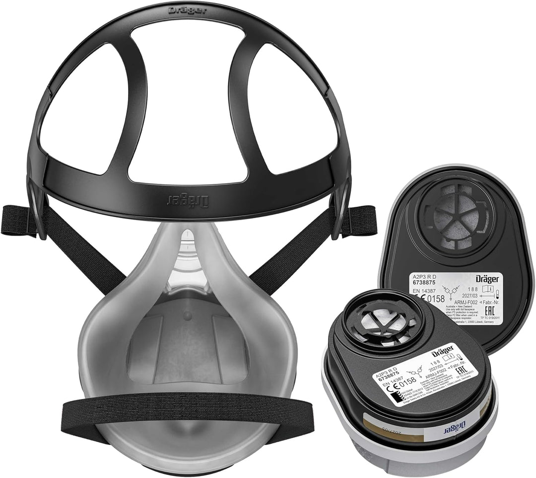 Dräger X-plore 3300 Maler Halbmasken-Set inkl. A2 P3 Kombi-Filter | Grössen S/M/L | gegen Gase, Dämp