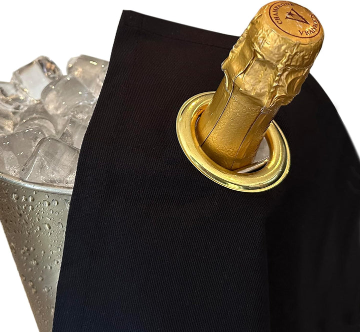 Classic Collection, Flaschentuch mit Metallring für Eiskübel, Baumwolle, 42 cm, Eckloch (Schwarz mit