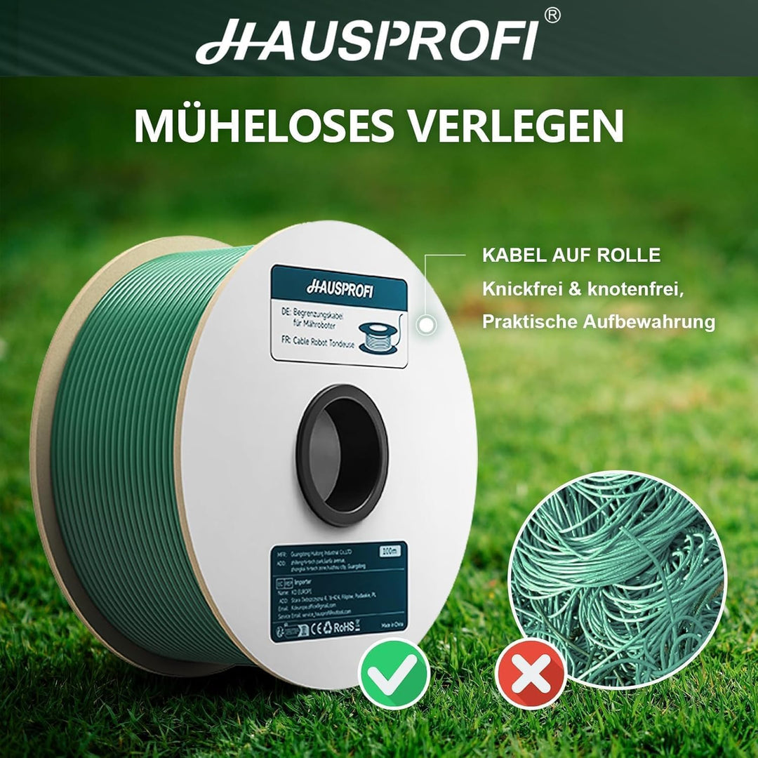 450m Universal Begrenzungskabel für Mähroboter, HAUSPROFI Begrenzungsdraht aus verzinntem Kupfer Beg